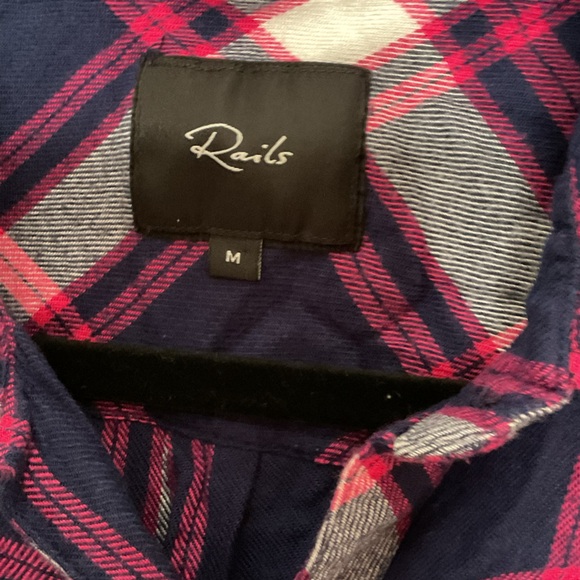 Rails Flannel Plaid Button Down Shirt - Medium Navy & Pink EUC - Picture 2 of 4